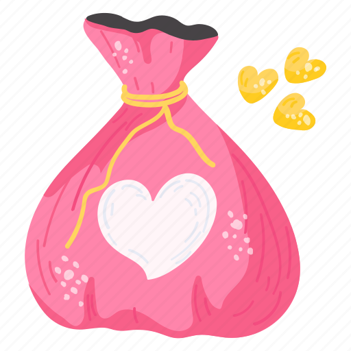 Gift sack, bag, sack, gift bag, valentine gift sticker - Download on Iconfinder