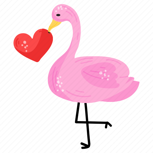 Bird, flamingo love, flamingo, flamingo heart, creature sticker - Download on Iconfinder