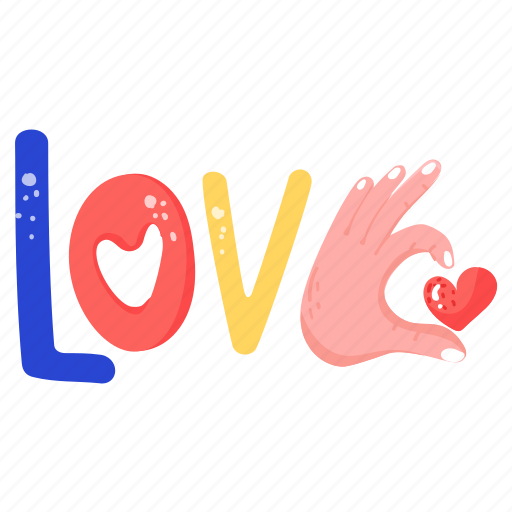 Love, passion, hearts, lettering, affection sticker - Download on Iconfinder