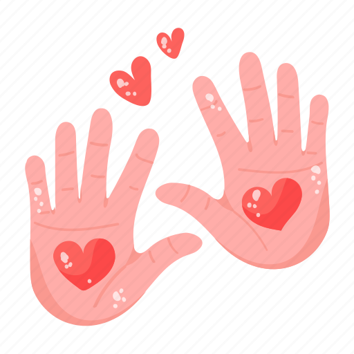 Love, love palmistry, palm reading, hearts, hands sticker - Download on Iconfinder