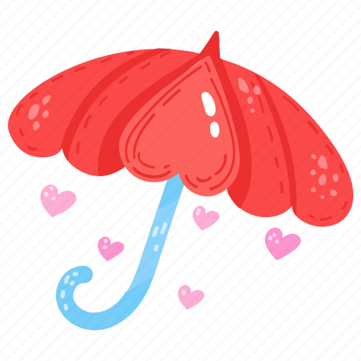 Umbrella, parasol, love rain, sunshade, hearts rain sticker - Download on Iconfinder