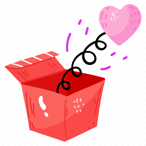 Heart box, love box, valentine gift, present, surprise sticker - Download on Iconfinder
