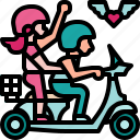 biker, couple, freedom, love, motorcycle, scooter