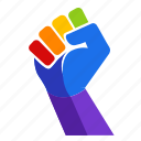fist, gay, gay pride, hand, power, rainbow, strong