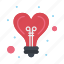 bulb, heart, idea, light 
