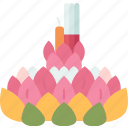 krathong, lotus, petal, festival, tradition
