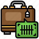 barcode, scan, briefcase, security, travel, suitcase 