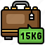 suitcase, kilogram, weight, travel, 15kg 
