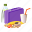 cartoon, drink, food, fruit, lunchbox, violet, water 