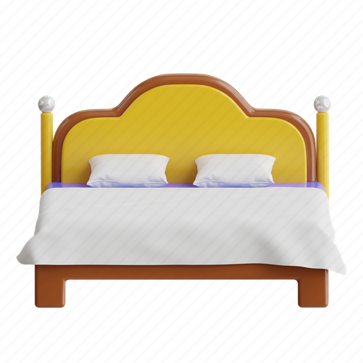 Bed, bedroom, blanket, home, bedding, comfortable, pillow 3D illustration - Download on Iconfinder