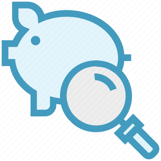 Find, glass, magnifier, magnifying glass, piggy, search, zoom icon - Download on Iconfinder