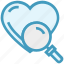 find, glass, heart, magnifier, magnifying glass, search, zoom 