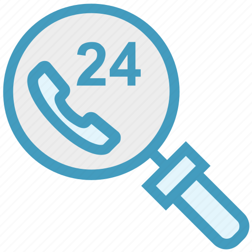 24 hours calling, find, glass, magnifier, magnifying glass, search, zoom icon - Download on Iconfinder