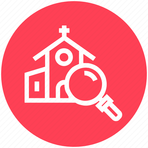 Church, find, glass, magnifier, magnifying glass, search, zoom icon - Download on Iconfinder