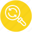 find, glass, magnifier, magnifying glass, search, sync, zoom 