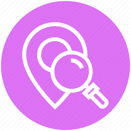 Find, glass, location pin, magnifier, magnifying glass, search, zoom icon - Download on Iconfinder