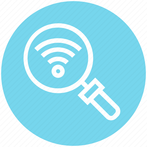 Find, glass, magnifier, magnifying glass, search, wifi signals, zoom icon - Download on Iconfinder