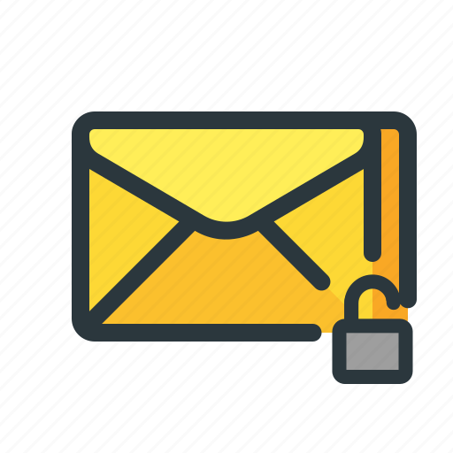 Email, encrypted, mail, newsletter, password, unlocked, unsecured icon - Download on Iconfinder