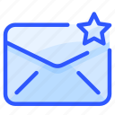 envelope, letter, mail, message, star