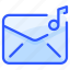 envelope, letter, mail, message, music, sound 