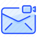 envelope, letter, mail, message, video 