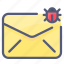 bug, envelope, letter, mail, message, virus 