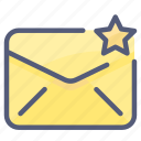 envelope, letter, mail, message, star 