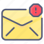 block, envelope, letter, mail, message, spam, warning 