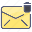 bin, delete, envelope, letter, mail, message, trash 