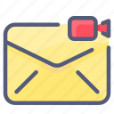 envelope, letter, mail, message, video 