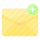 add, envelope, letter, mail, message, plus