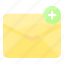 add, envelope, letter, mail, message, plus 
