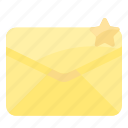 envelope, letter, mail, message, star 