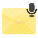 audio, envelope, letter, mail, message, mic 
