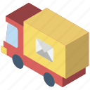 delvery, iso, isometric, mail, post, truck
