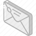 envelope, iso, isometric, mail, post, sealed