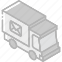 delivery, iso, isometric, mail, post, truck