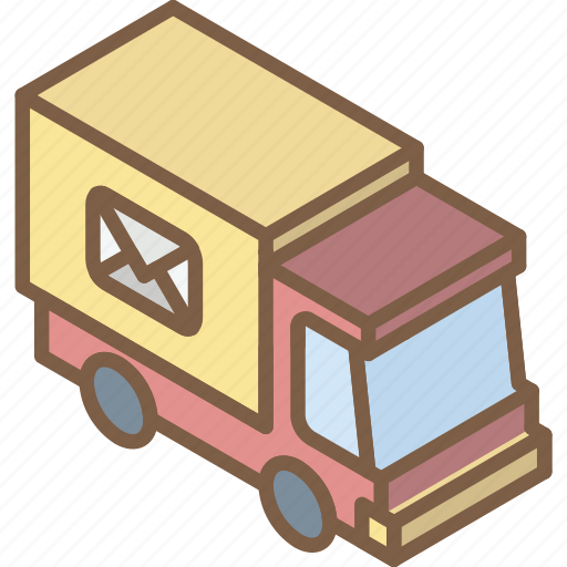 Delivery, iso, isometric, mail, post, truck icon - Download on Iconfinder