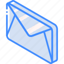 envelope, iso, isometric, mail, post
