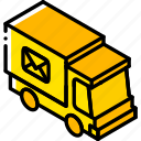 delivery, iso, isometric, mail, post, truck