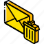 iso, isometric, mail, post, trash 