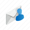 avatar, closed, email, envelope, isolated, isometric, recipient