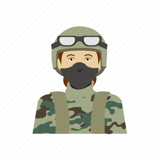 Army, camouflage, female, goggles, headshot, outfit, soldier icon - Download on Iconfinder