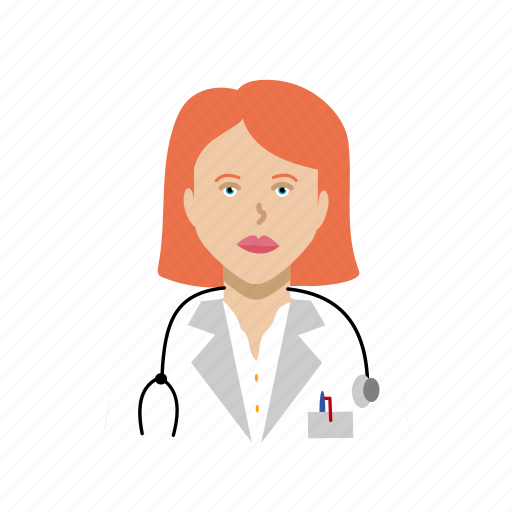 Doctor, female, ginger, headshot, short hair, woman icon - Download on Iconfinder