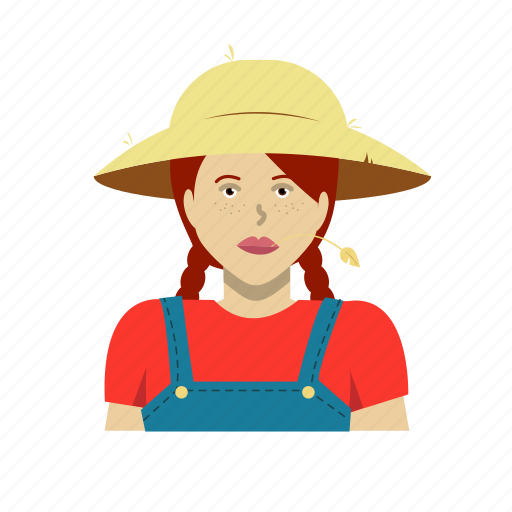 Braids, farmer, female, girl, hat, headshot, outfit icon - Download on Iconfinder