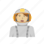 astronaut, female, galaxy, headhsot, outfit, space 