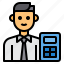 accountant, calculator, occupation, man, avatar 