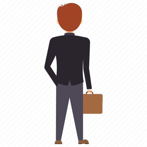 Backside human, boss with briefcase, employee back view, manager, standing manager icon - Download on Iconfinder