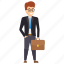 businessman with briefcase, human in suit, off to work, standing posture boss 