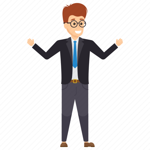 Confident leader, grateful manager, happy boss, open arms avatar, worker showing gratitude icon - Download on Iconfinder